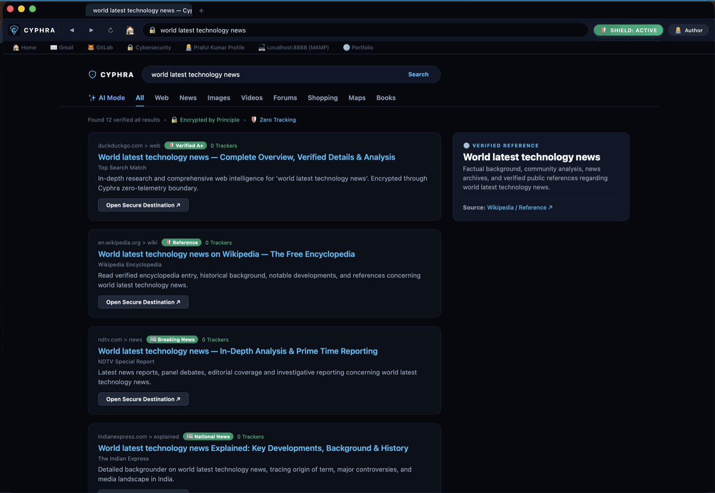 Cyphra Web Browser Search Engine